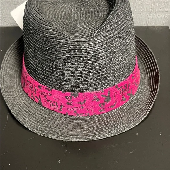 Stylish Black Fedora with Pink Band - Picture 1 of 8